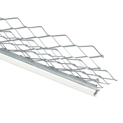Image principale de Baguette d’angle extérieur en acier galvanisé avec cordon PVC blanc 3 000 x 35 x 35 mm