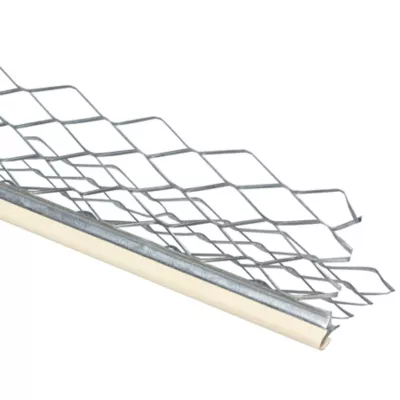 Image principale de Baguette d’angle extérieur en acier galvanisé avec cordon PVC sable 3 000 x 35 x 35 mm