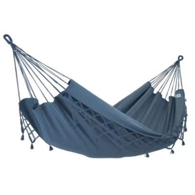 Hamac suspendu Traditionnel Kocon anthracite à franges 340 x 140 cm Jobek
