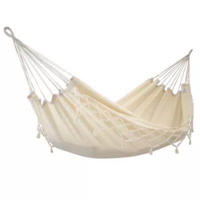 Hamac suspendu Traditionnel Kocon écru à franges 340 x 140 cm Jobek