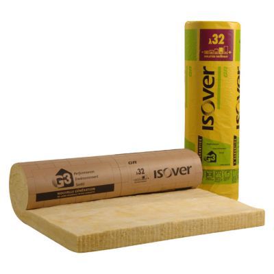 Panneau laine de verre GR32 Kraft 2,7 x 1,2 m ép.140mm R. 4,35m²K/W (vendu au rouleau)