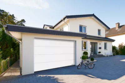 Porte de garage sectionnelle Hormann acier Planar blanc RAL 9016 Matt Deluxe - l.250 x h.200 cm - motorisée