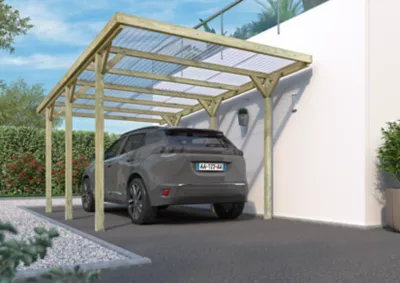 Carport en bois toit plat Jean Cerland 15,6m²