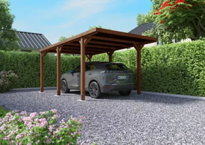 Carport bois toit plat Victor Cerland 16,5 m²