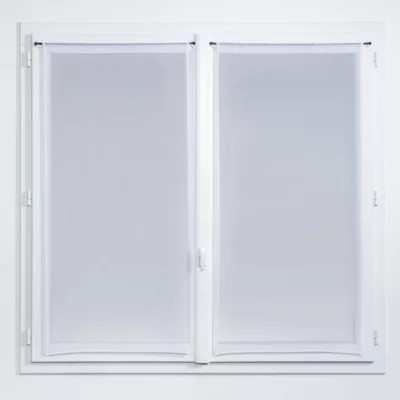 Vitrage tamisant Huka coloris blanc-gris H.190 x l.90cm