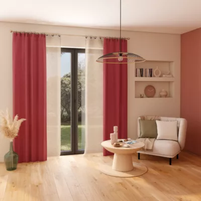 Rideau tamisant Croisette Rocle uni terracotta L.260 x l.135 cm