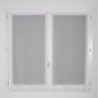 Vitrage tamisant rayures horizontales poly-lin passe-tringle Seraphine blanc H.90 x l.45cm Rocle