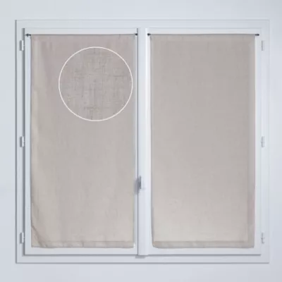 Vitrage tamisant uni poly-lin passe-tringle Gabin blanc H.160 x l.60cm Rocle