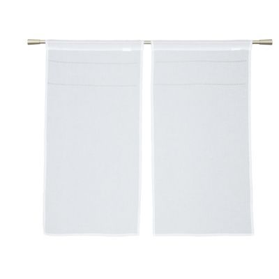 Paire de rideau vitrage Elena blanc l.45 x H.90 cm