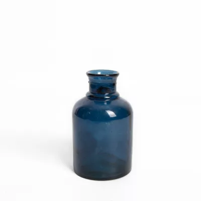 Vase décoratif en verre recyclé Lisse bleu 2,25L l.12 x H.20 x Ø12 cm