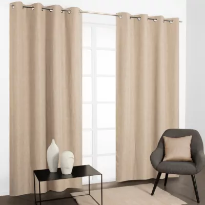 Rideau tamisant à oeillets Vence beige H.240 x l.140cm JBY Creation