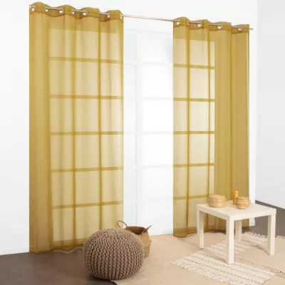 Voilage tamisant à oeillets jaune moutarde H.240 x l.140cm JBY Creation