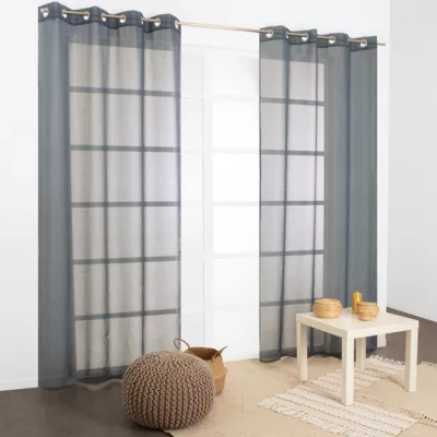Voilage tamisant à oeillets bleu marine H.240 x l.140cm, JBY Creation Lim