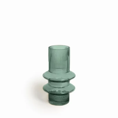 Vase verre Christy effet strié verre d'eau Ø12 x H.21,2cm JBY creation