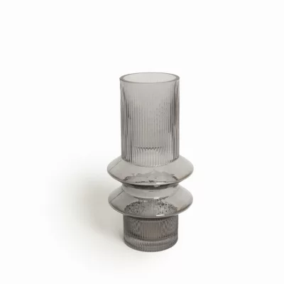 Vase décoratif Christy effet strié gris béton Ø14,9 x H.30cm JBY creation