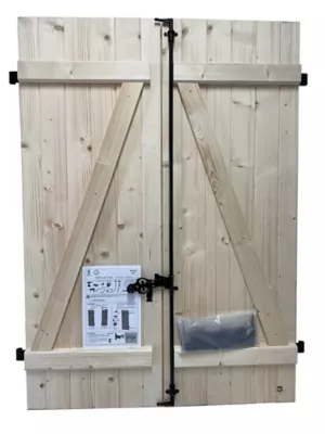Volet battant acier et bois naturel - l.120 x H.145 cm - 2 vantaux