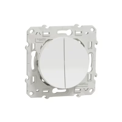 Interrupteur va-et-vient + poussoir 10A à vis Schneider Electric Odace blanc