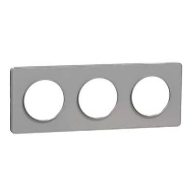 Plaque de finition triple Schneider Electric Odace Touch aluminium
