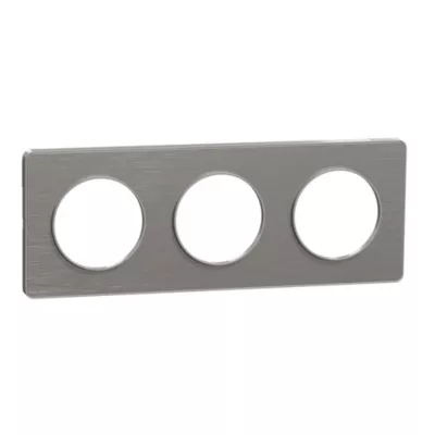 Plaque de finition triple Schneider Electric Odace Touch aluminium brossé