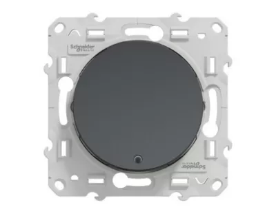 Interrupteur va-et-vient lumineux 10A à vis Schneider Electric Odace anthracite