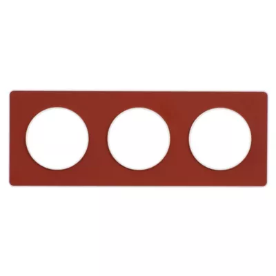 Plaque de finition triple Schneider Electric Odace Touch burgundy liseré blanc