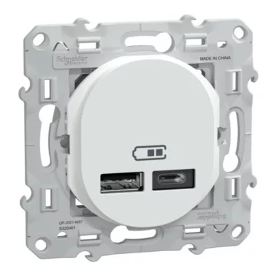 Double chargeur usb A + C 12W Schneider Electric Ovalis blanc
