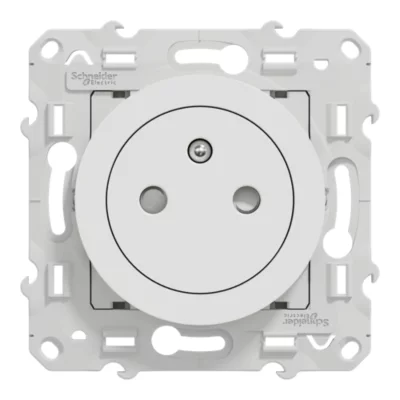Image principale de Prise de courant 2 pôles + terre affleurante avec griffes Schneider Electric Odace blanc
