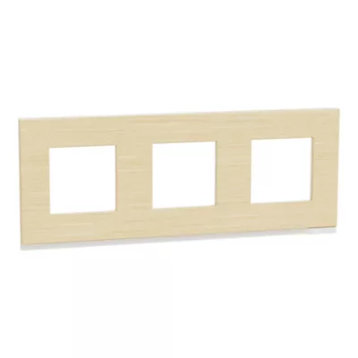 Plaque de finition triple Schneider Electric Unica Pure bois nordique liseré blanc
