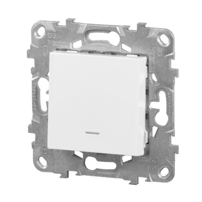 Interrupteur va-et-vient lumineux ou témoin connexion rapide 10A Schneider Electric Unica Déco blanc