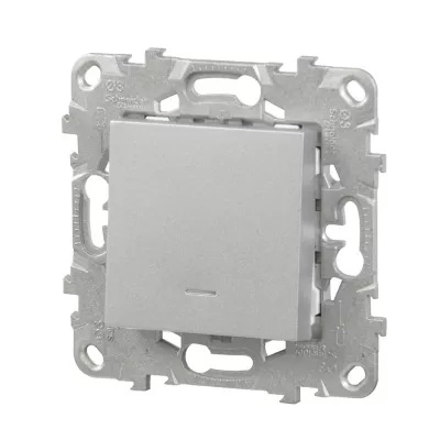 Interrupteur va-et-vient lumineux ou témoin connexion rapide 10A Schneider Electric Unica Déco aluminium