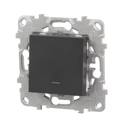 Interrupteur va-et-vient lumineux ou témoin connexion rapide 10A Schneider Electric Unica Déco anthracite