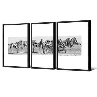 Triptyque sur châssis sur toile Zèbre 106 x 60 cm