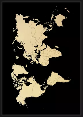 Toile Mappemonde or et noir 65 x 92,5 cm