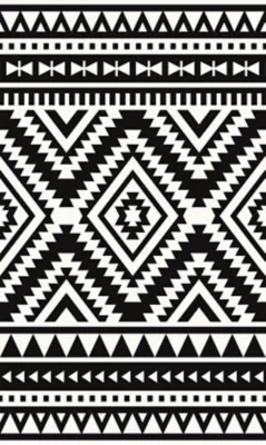 Tapis vinyle tribal moderne noir & blanc 83 x 49,5cm
