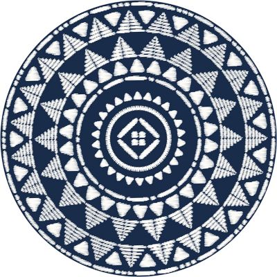 Tapis vinyle rond à motif bleu et blanc ⌀99 cm