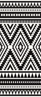 Tapis vinyle tribal moderne noir & blanc 116 x 49,5cm