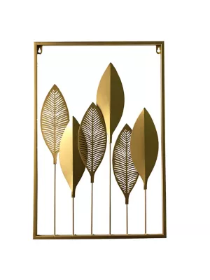 Décoration murale palmes 40x60 cm métal doré