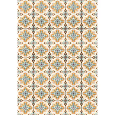 Tapis vinyle motif mosaïque orange, vert et jaune L.95 x l.66 cm x ep. 2 mm