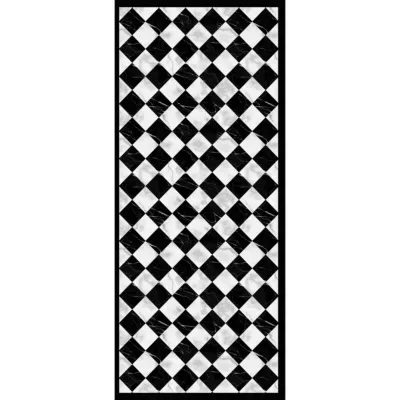 Tapis vinyle motif carreaux de marbre noirs et blancs L.116 x l.49,5 cm x ep. 2 mm