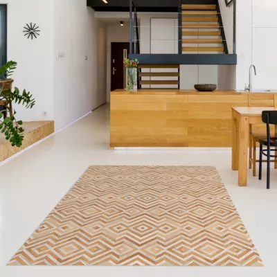Tapis vinyle motif chevrons imitation parquet bois naturel L.180 x l.120 cm x ep. 2 mm