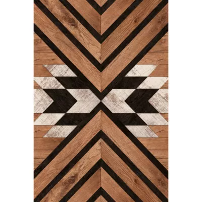 Tapis vinyle motif chevrons bois noyer L.180x l.120 cm x ep. 2 mm