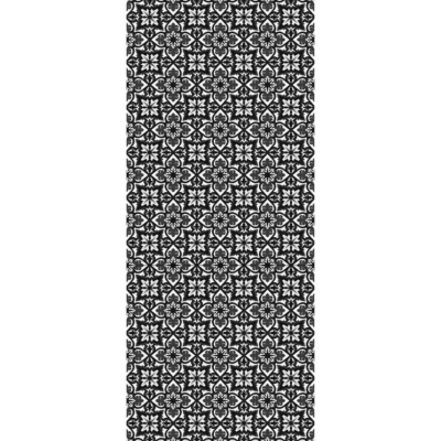 Tapis vinyle motif carreaux de ciments, arabesques noires et blanches L.116 x l.49,5 cm x ep. 2 mm