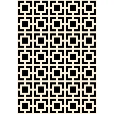 Tapis vinyle motif traits, carrés noir et blanc L.95 x l.66 cm x ep. 2 mm