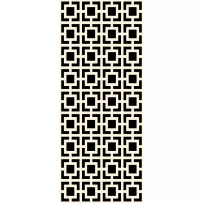 Tapis vinyle noir et blanc motif carré L.160 x l.66 cm x ep. 2 mm