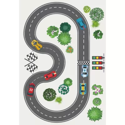 Tapis vinyle motif circuit de voiture L.95 x l.66 cm x ep. 2 mm