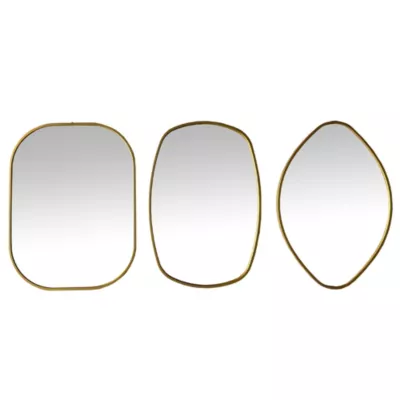 Lot de 3 miroirs de formes organiques 30 x 40 cm, 2 x 27 x 40 cm doré