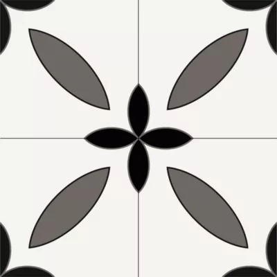 Lot 8 carreaux adhésifs décoratifs Vinyl Way Vienne Dada Art effet carreau de ciment noir & blanc L.20 x L.20 cm x ep.1,3 mm