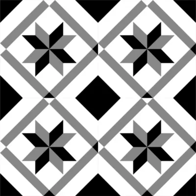 Lot 8 carreaux adhésifs décoratifs Vinyl Way St Remy Dada Art effet carreau de ciment noir & blanc L.20 x L.20 cm x ep.1,3 mm
