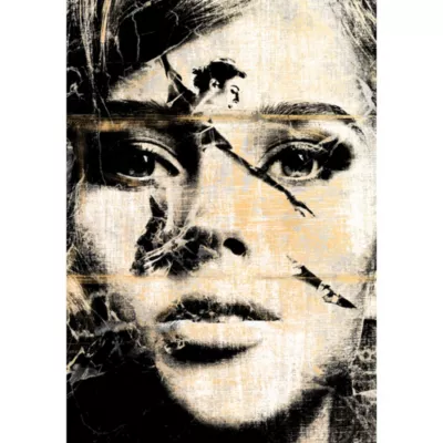 Toile visage rêve noir et jaune L.100 x l.70 cm