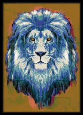 Toile lion bleu bleu, Dada Art l.54 x H.74 cm